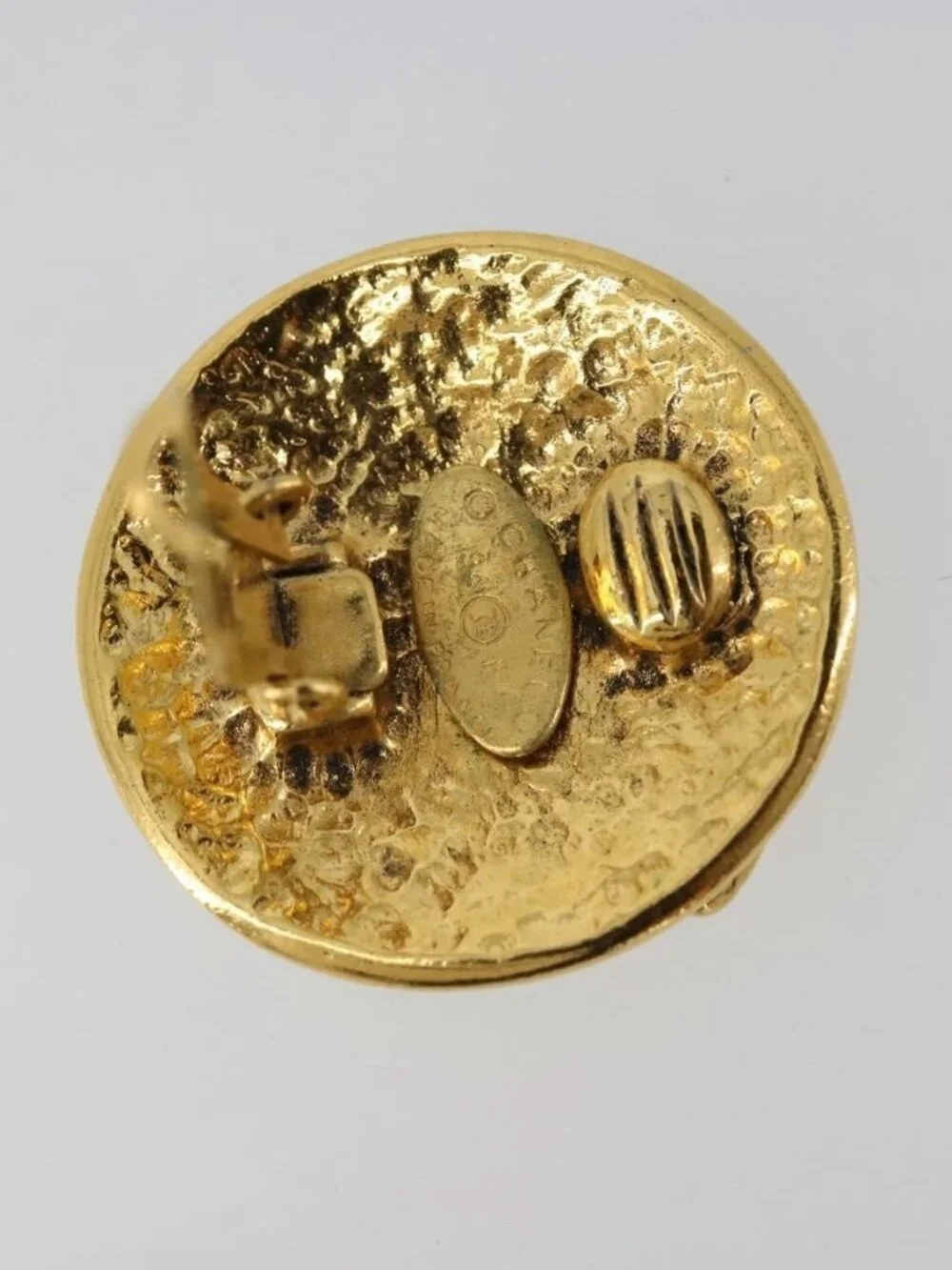 CHANEL Earring metal Gold Tone CC Auth 183503V